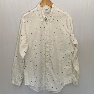 Brooks Brothers White Button Down Shirt with Black Dots